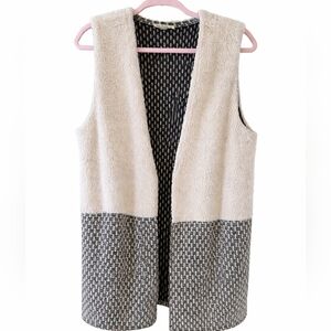 Hem & Thread Sherpa Knit Open Front‎ Vest Size Medium Cozy Textured Boho